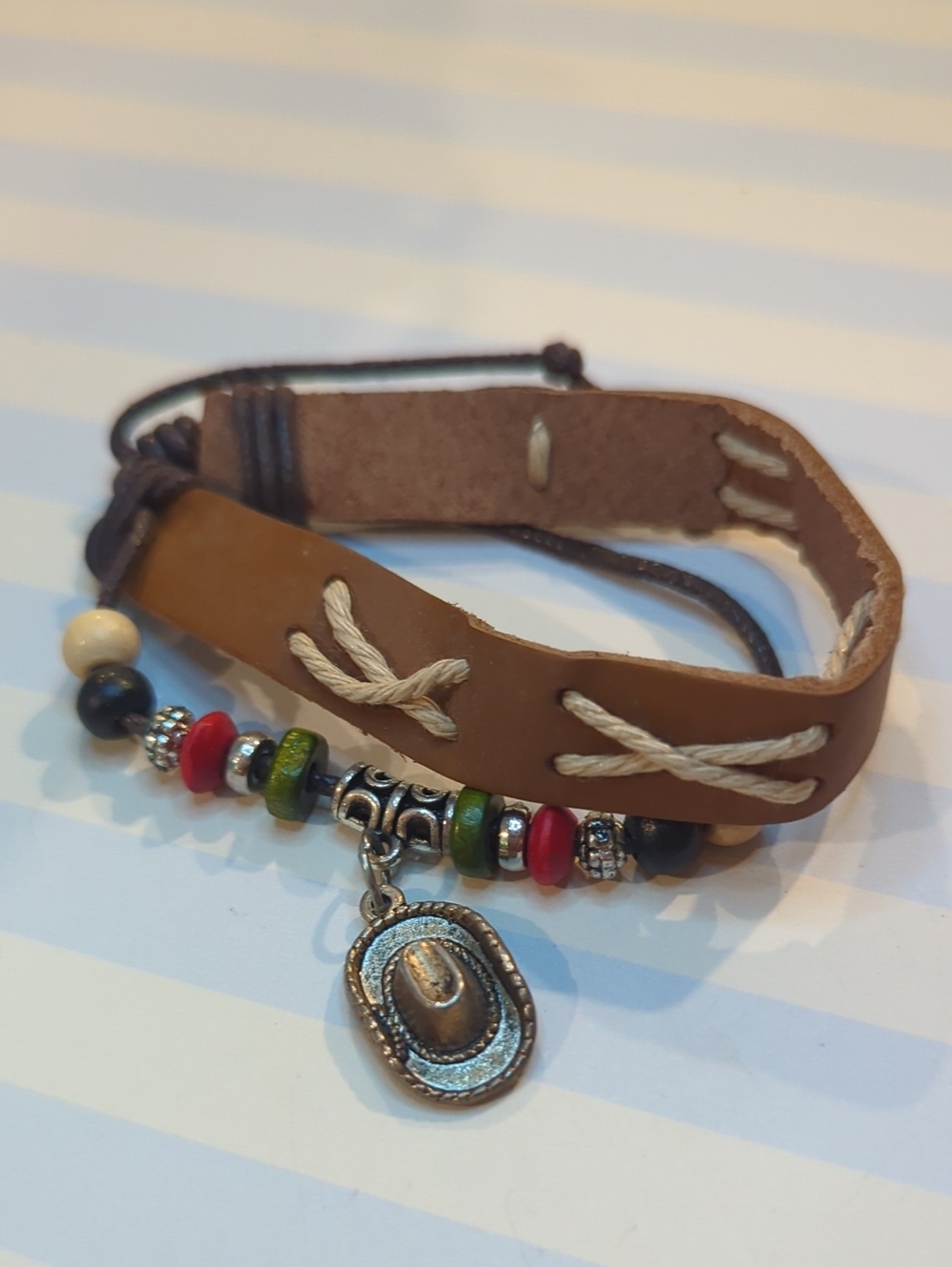 Cowgirl Cowboy hat charm Bracelet Man Or Woman Adjustable Boho
